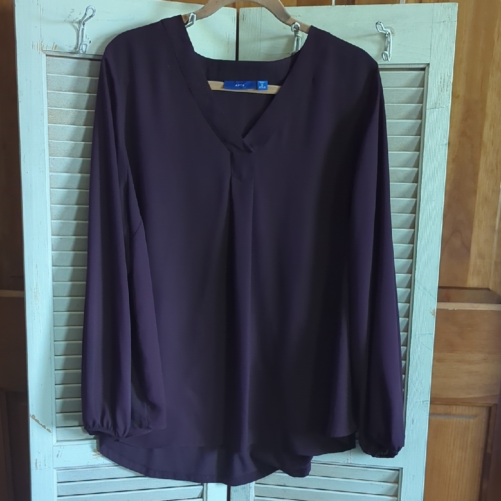 Apt. 9 Plum Colored Long Sleeve Relaxed Blouse